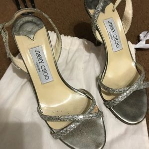 Jimmy Choo Silver Crusted Slingback Heel